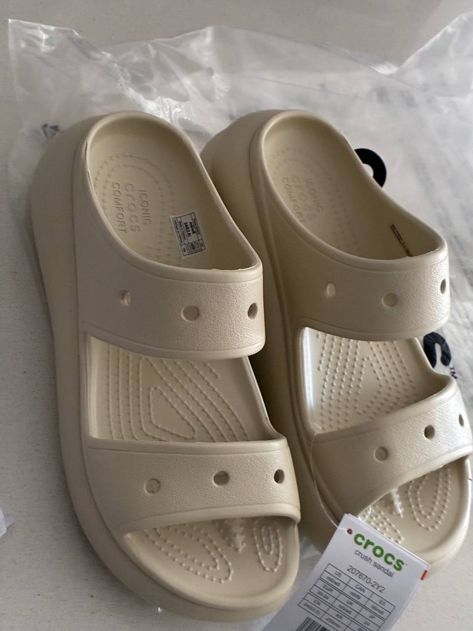Crocs Crush Sandalias Mujer Talla 38-39 Beige